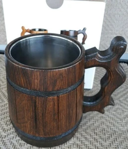 Handmade Beer Mug Oak Wood Stainless Steel Cup (20 OZ) Ukraine My Fancy Craft - Picture 1 of 4