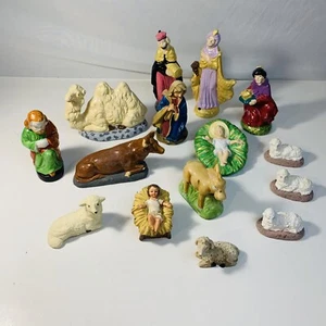 Vintage Christmas Nativity Figures Lot Various Sizes & Materials Hand Painted - Picture 1 of 11