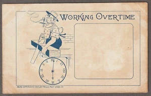 WORKING OVERTIME 1905 unused POSTCARD ~ Phila. Post Card Co. ~ PHILADELPHIA - Picture 1 of 2
