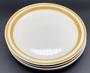 4 Retro Cream W/Gold Striped Charmcraft Stoneware Simplicity Japan Dinner Plates - Picture 1 of 4
