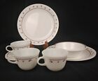 Serving For 3 Corelle Corning Burgundy Rose Dinner Plate W/ Cup Saucer + 1 Bowl
