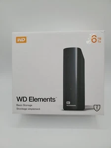 WD Elements 6TB External Desktop Hard Drive WDBWLG0060HBK-NESN USB 3.0 Black - Picture 1 of 4