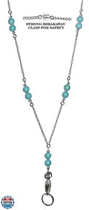 Cordón de cadena con cuentas de acero inoxidable Breakaway para mujer, 34" hecho en EE. UU., ID - Imagen 1 de 5