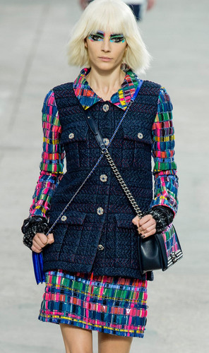 CHANEL RUNWAY PVC blu multicolore LESAGE TWEED TUTA GIACCA GONNA taglia $28.000 con