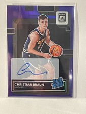 2022-23 PANINI DONRUSS OPTIC CHRISTIAN BRAUN PURPLE Rated Rookie AUTO SP #238 RC