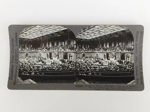 19000 Keystone Stereoview Presidente Wilson dirigiéndose al Congreso sobre la paz y la guerra - Imagen 1 de 8