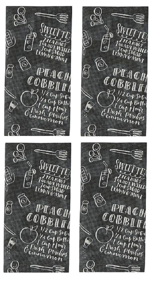 Set of 4 Park Designs HOME COOKIN' Chalkboard Print Fabric Napkins Gray, Ivory  - Image 1 of 1