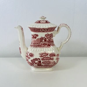 Vintage Copeland SPODE Pink TOWER Coffee pot with Lid England Old Mark Red - Picture 1 of 10