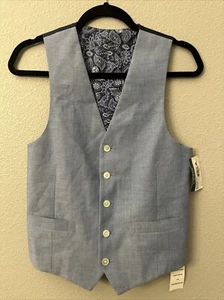 NWT Lauren Ralph Lauren Boys Size 16 R Light Blue Chambray Cotton Vest - Picture 1 of 12