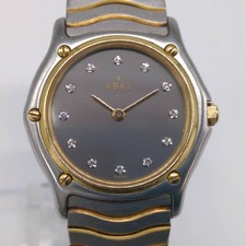 EBEL Watch Classic Wave 181908 12P Diamond Dial Ladies Watch SS/K18 Bezel