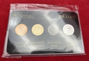 4x 2 Euro Edelmetall-Set, San Marino, Gold, Platin und Ruthenium veredelt, OVP - Bild 1 von 4