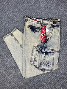 Vintage Bugle Boy Toxic Alert Pants Mens 27x30 Acid Wash Distressed NOS - Picture 1 of 19