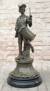 A Drummer Boy Confederate Civil War Soldier Real Bronze Sculpture Figurine - Picture 1 of 10