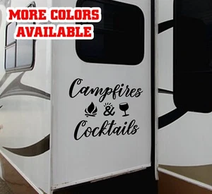 RV camper slide out vinyl graphics decals large sticker campfires and cocktails - Picture 1 of 3