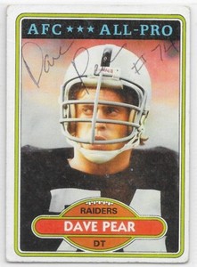 1980 Topps Dave Pear Signed Card Oakland Raiders