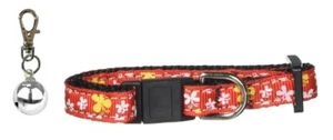 Red Butterfly Nylon Ribbon Cat Collar with Silver Bell for Pets - Picture 1 of 3