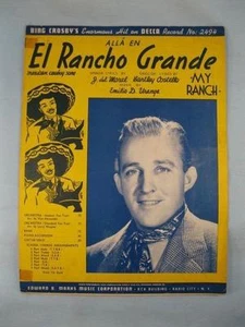 Alla En El Rancho Grande Sheet Music 1934 Emilio Uranga Bing Crosby Vintage (O) - Picture 1 of 3