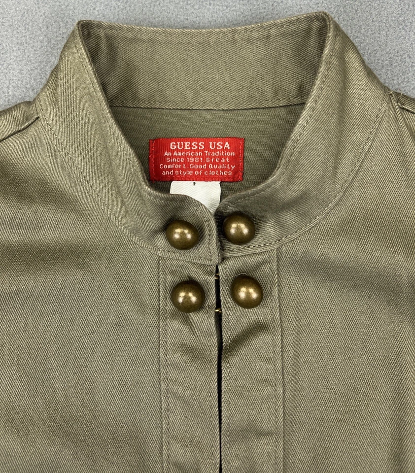GUESS USA Womens Medium Military Double Button OD Green Olive Jacket Fashionable - Image 1 of 4