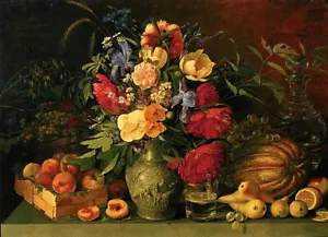 Beautiful huge Oil painting Ivan-Khrutsky-Flowers-and-Fruit hand painted canvas - Picture 1 of 1