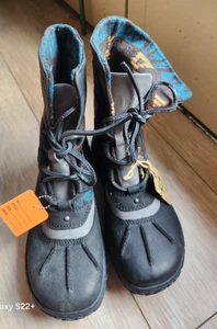 Born Boots Womens Size 7 Kelisa Black Leather Aztec Felt Lace-up Combat Boot - Picture 1 of 6