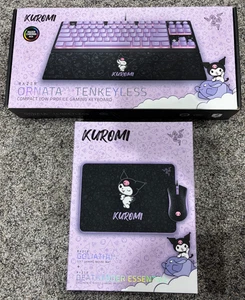 Razer Gaming Keyboard & Deathadder Essential Gaming Mouse & Mat - Kuromi Edition - Picture 1 of 4