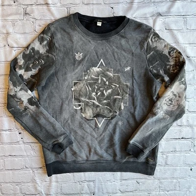 Diesel Y2K Felpa Women's Small Sweatshirt Top Faded Gray Grunge Rose Graphic - Image 1 of 4