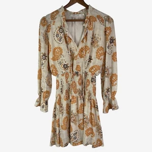 Anthropologie Bishop + Young Marmot Mini Dress Size S Paisley Smocked Waist - Picture 1 of 12