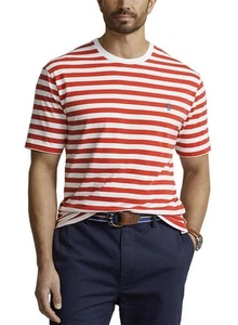 Polo Ralph Lauren Mens Big & Tall Striped Jersey T-Shirt XLT Post Red /White - Picture 1 of 3