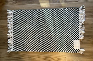 Threshold Kitchen Rug Green & White Striped with Fringes 20" X 34" - Picture 1 of 2