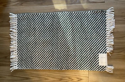 Threshold Kitchen Rug Green & White Striped with Fringes 20" X 34" - Image 1 of 2