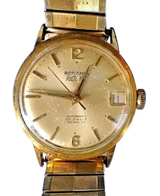 Vintage Rodania Poltimer 30j Automatic Men's Gold Plated Wristwatch w/G.F. Band - Image 1 of 4
