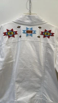 Chaqueta de Jean Ralph Lauren Blanca Denim Con Cuentas Para Mujer XL Nativa del Suroeste Foto 1 de 4