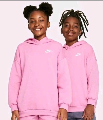 NIÑAS NIKE ROPA DEPORTIVA CLUB POLAR SUÉTER DE GRAN TAMAÑO SUDADERA CON CAPUCHA FZ5579-646-TALLA L Foto 1 de 3