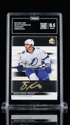 Brayden Point 2019-20 SP Authentic Limited Black Gold Auto On Card #21 TAG 8.5 - Image 1 of 3