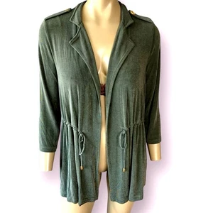 Chico's Travelers Slinky Knit Open Tunic Cardigan Jacket Stretchy Size S/4 Green - Picture 1 of 16