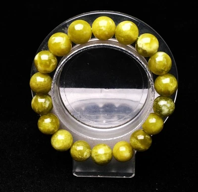 Brazalete de cuentas redondas de cristal de piedras preciosas de hiddenita verde natural genuino de 11,2 mm AAA Foto 1 de 4