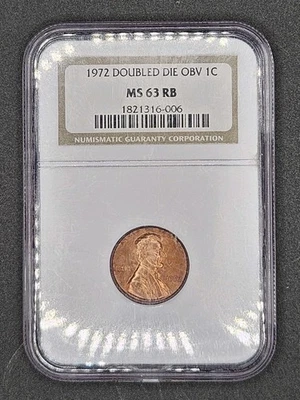 1972 (Doubled Die Obverse) Lincoln Memorial Cent | NGC MS63RB - Image 1 of 4