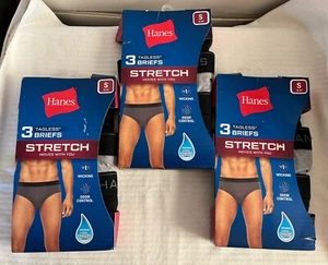 3 packs Hanes Tagless Stretch Briefs 3-Pk Men's SM 28-30" Black Gray Brand New - Picture 1 of 4