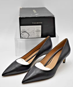 Talbots Eri 50 Black Leather Heels Pumps Size 9M New in Box - Picture 1 of 14