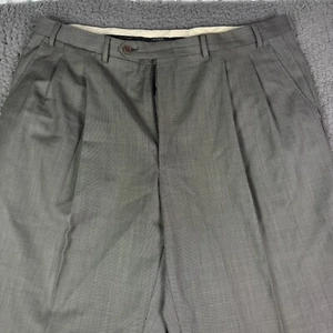 Canali Dress Pants Mens 38x27 Gray 100% Wool Straight Pleated Woolmark Italy - Picture 1 of 12