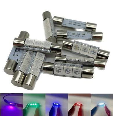 3 LED Interior Festoon 28mm C5W SV7 Bulb Blue Red White Green Pink sunvisor - Image 1 of 4
