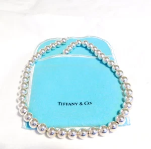 Exquisite Tiffany & Co Sterling Silver HardWear Ball Bead Necklace 18” ~ 10mm - Picture 1 of 13