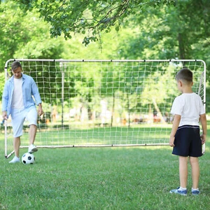 Soccer Goal 12' x 6' Youth Size Soccer Net with Metal Frame & Carrying Bag White - Picture 1 of 8