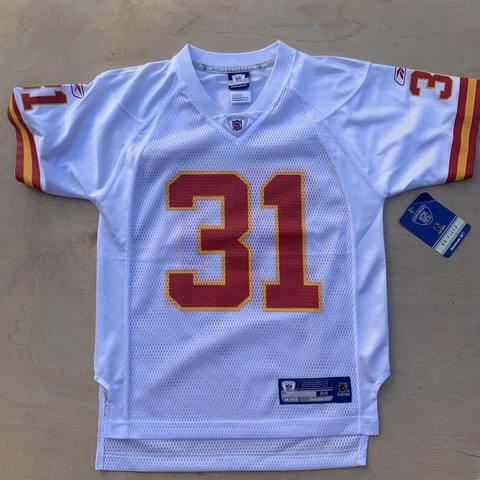 Deadstock Priest Holmes Kansas City Chiefs White Reebok Jersey YOUTH M (10-12) Cover