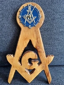 Vintage Masonic Symbol Clock With Letter G Wood Quartz Fully Working - Picture 1 of 9