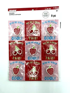 Creatology Valentine's Day Party Erasers Strawberry & Cherry Themed,2 packs of 9 - Picture 1 of 6