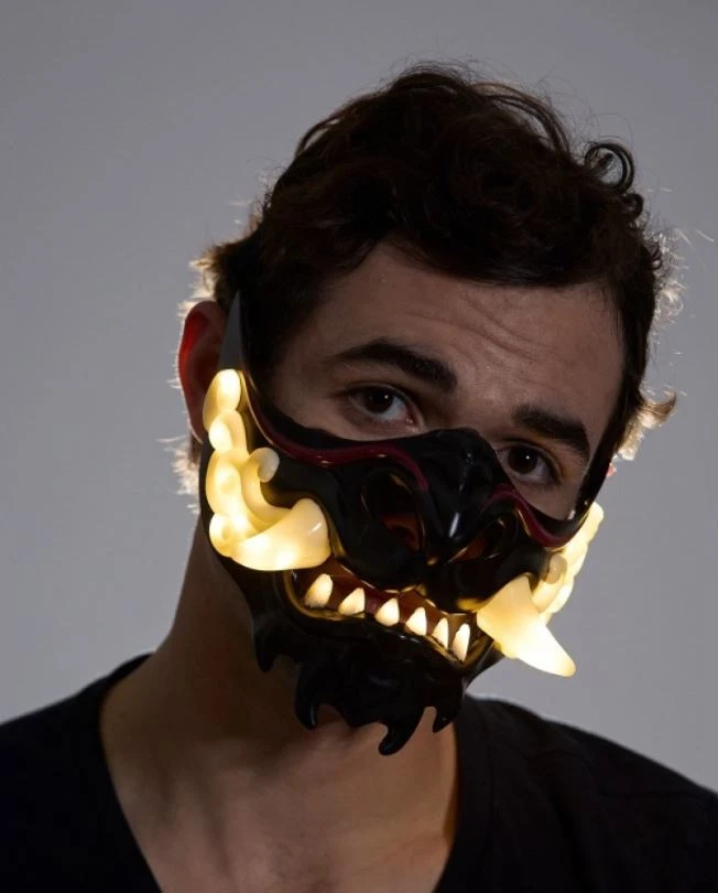 BEYOND MASQUERADE Oni Samurai Mask Half Face Japanese Warrior Mask Demon Masks - Image 1 of 1