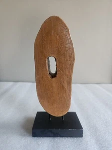 Small Tree Trunk Sculpture Oval Realistic Carved Resin Hollow Wood Pedestal 8" - Picture 1 of 13