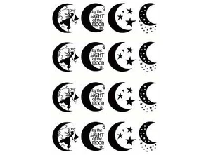 Halbmond Mond Spaß 16 Stck. 1 Zoll schwarz verschmolzen Glas Aufkleber - Bild 1 von 1