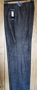 NWT SLIM FACTOR Investments 3X Reg Slim Straight No Waist Black Croc Pants - Picture 1 of 7